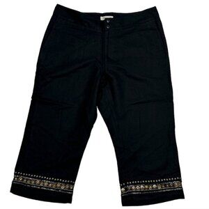 Coldwater Creek Capri PantsSize 12 Misses Beaded Hem Crop Linen  NWT